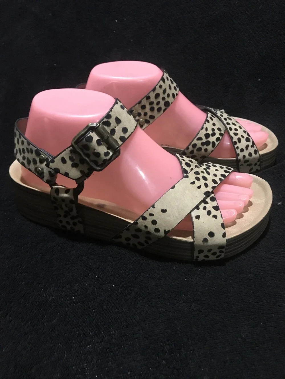 Blowfish 7.5M Womens LEOPARD Sandals Open Toe Platforms Fashion Ladies Shoes